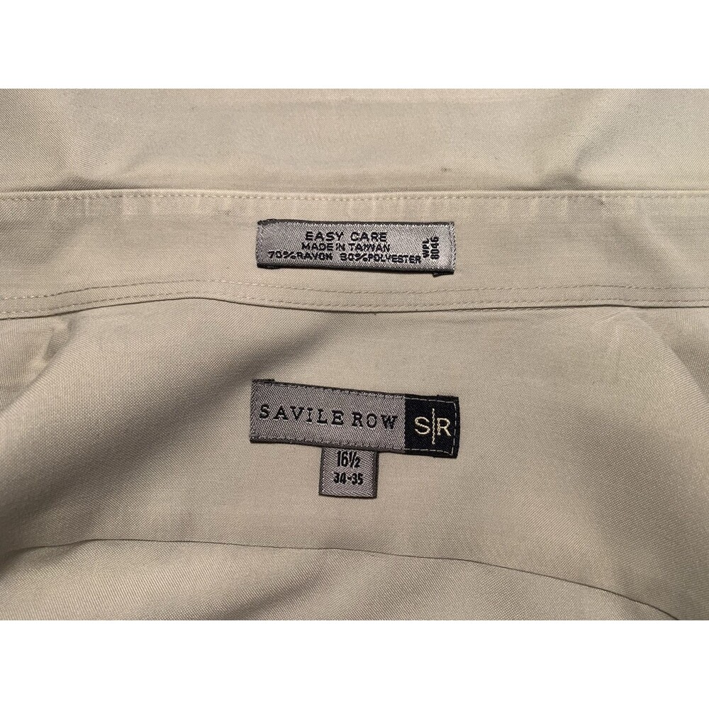 Savile Row Long Sleeve Beige Shirt 34-35, 16 1/2" Collar  Mens Shirt